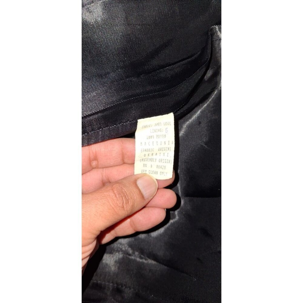 Vintage Donnybrook Womens 14 Black Wool Long Overcoat Double Breasted 90s - Picture 4 of 4